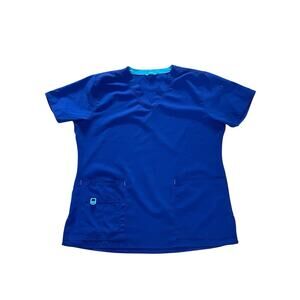 Carhartt Scrub Top Women’s Size Large Short Sleeve Blue Nurse Hospital